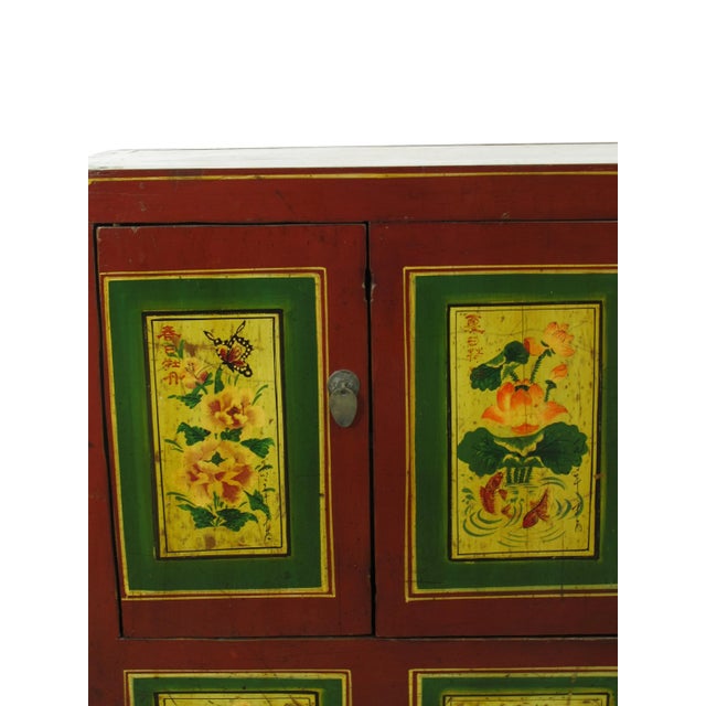 Vintage Sideboard With Hand Painted Flowers & Butterflies Doors For Sale In Boston - Image 6 of 12