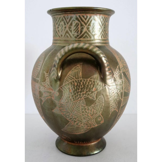 Italian Hand Painted Glazed Ceramic Vase by Riccardo Gatti, 1950s For Sale - Image 4 of 18