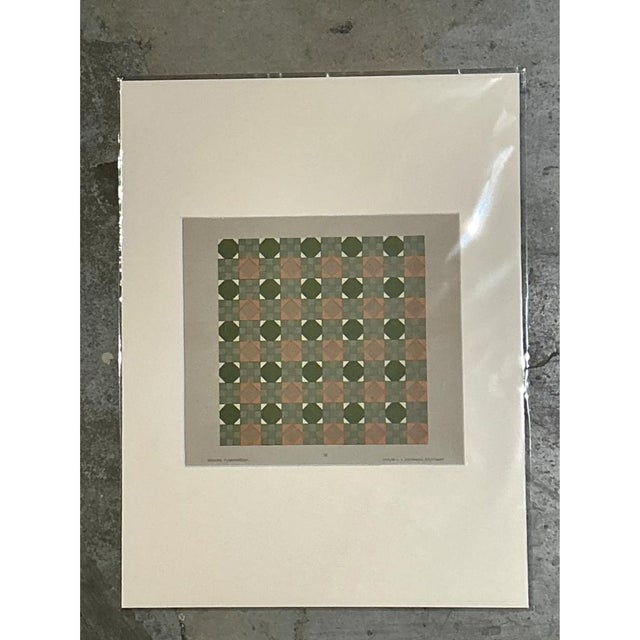 Paper Vintage Geometric Tile Pattern Serigraph For Sale - Image 7 of 12