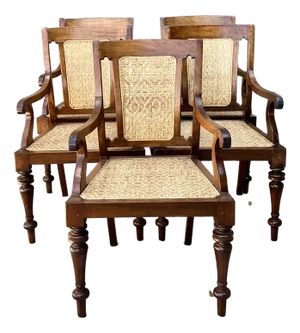 Vintage Anglo Indian Cane Dining Chairs - Set of 5