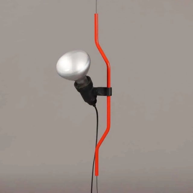 Iconic floor-ceiling lamp model 'Parentesi' designed by Achille Castiglioni and Pio Manzù, produced by Flos. Height-...