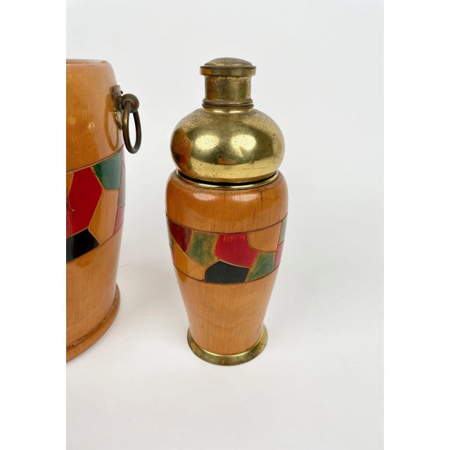 Barware & Icebucket Shaker by Aldo Tura for Macabo, Italy, 1950s, Set of 3 For Sale - Image 6 of 16