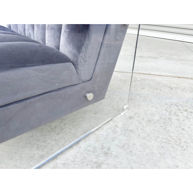 1980s Velvet and Lucite Lounge Chairs For Sale - Image 11 of 14