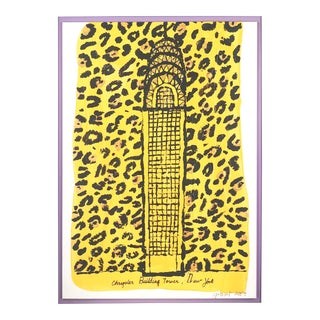 Vintage Pop Art Style Chrysler Building and Leopard by Marc Foster Grant For Sale