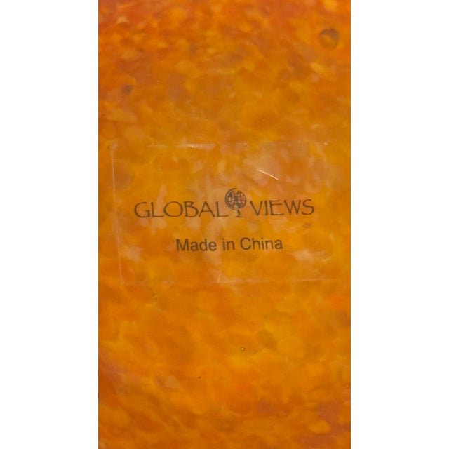 Late 20th Century Modern Global Views Tangerine “ Macchia” Mottled Art Glass Triple Gourd Totem Vase by Turtle and Crane - Palm Beach Regency Style For Sale - Image 11 of 11