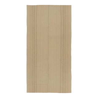 Rug & Kilim’s Modern Rez Flatweave Runner Kilim in Beige Textural Stripes For Sale