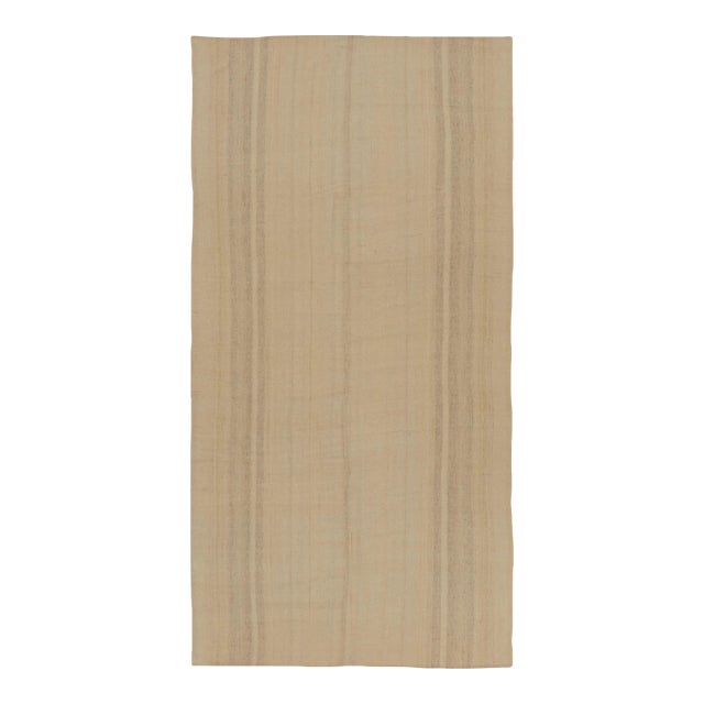 Rug & Kilim’s Modern Rez Flatweave Runner Kilim in Beige Textural Stripes For Sale