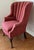 Mid 20th century channel back vintage upholstered chair in very beautiful and excellent condition. Has original wood...
