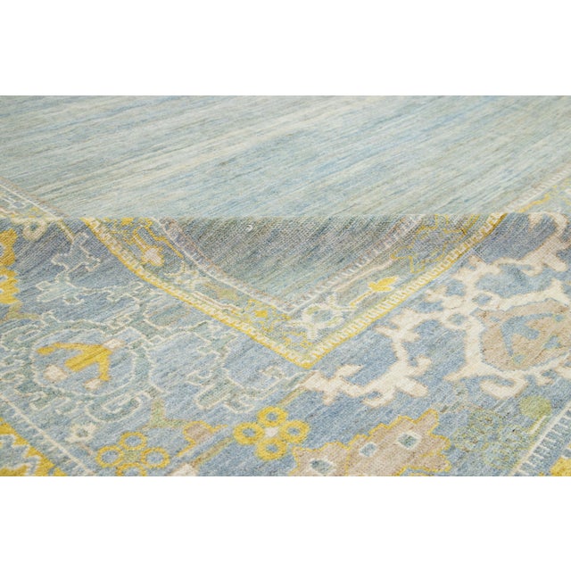 Room Size Modern Sultanabad Designed Wool Rug in Blue by Apadana For Sale In New York - Image 6 of 10
