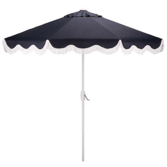 Torsa 9 Ft Crank Umbrella, Navy/White Pole For Sale - Image 9 of 9