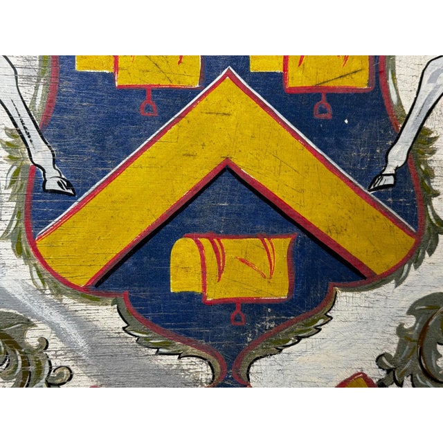 English Heraldic Equestrian Trade Shop Sign, Hand-Painted Double-Sided Saddlery J. Miles & Son For Sale - Image 10 of 15