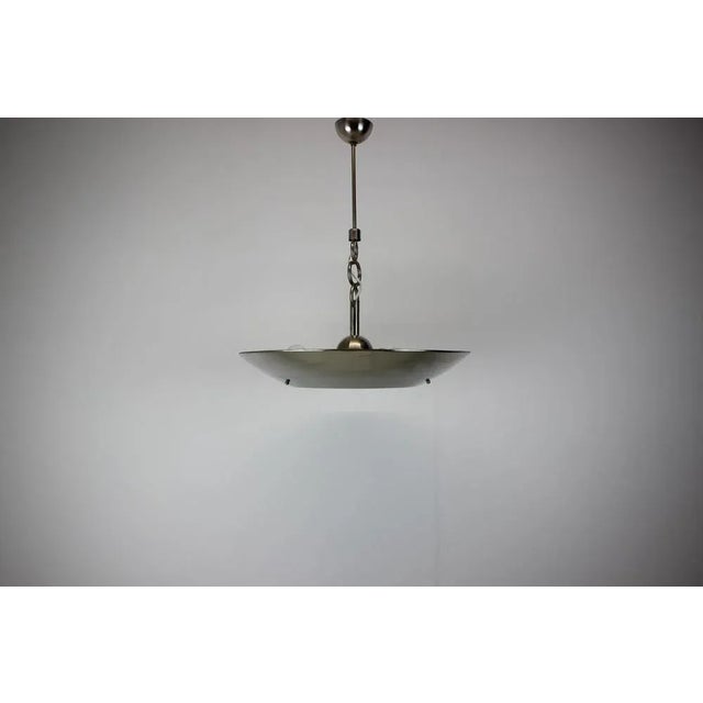 Art Deco Chrome Pendant Light attributed to Designer Franta Anyz, Czechoslovakia, 1930s For Sale - Image 3 of 13