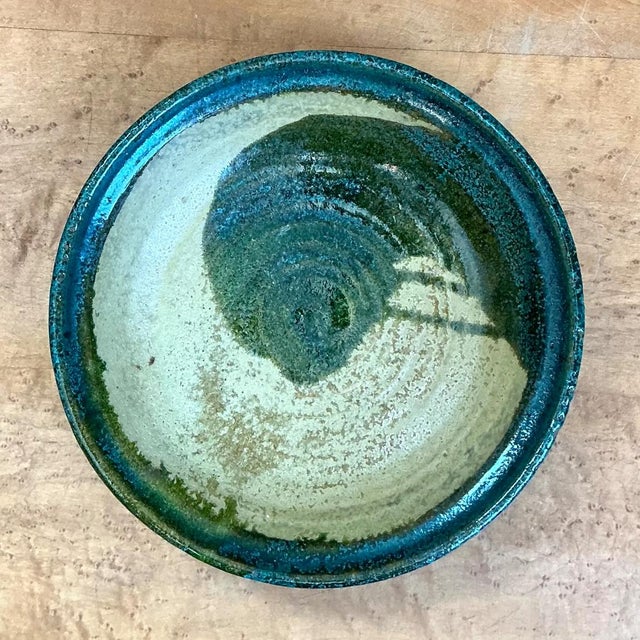 Late 20th Century Vintage Abstract Glazed Pottery Bowl For Sale - Image 5 of 12