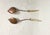 1990s Copper Hand-Hammered Leaf Shape With Antler Spoon and Fork Salad Servers Vintage For Sale - Image 5 of 11