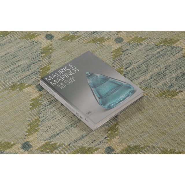 Textile Rug & Kilim’s Scandinavian-Inspired Rug in Sage and Blue With Diamond Lattice For Sale - Image 7 of 9