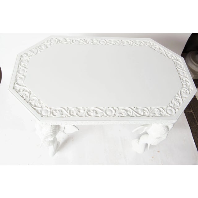 1940s White Carved Wood Elephant Table For Sale - Image 5 of 11