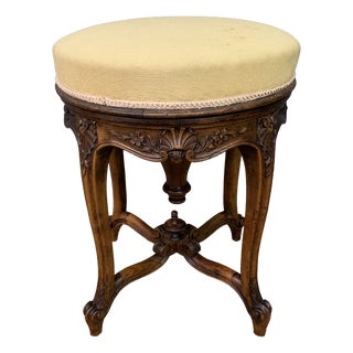 French Adjustable Piano Stool in Walnut, 1875 For Sale