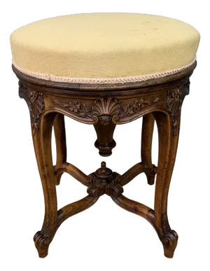 French Adjustable Piano Stool in Walnut, 1875