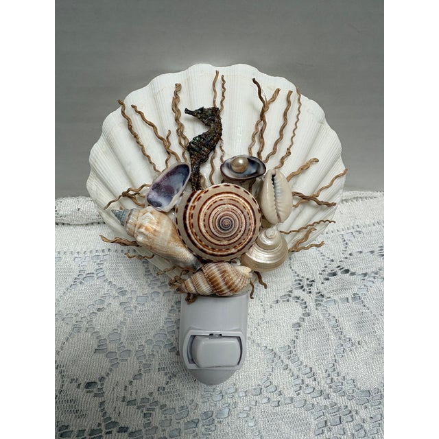 Children's Natural Beach House Seashell Adorned Nightlight For Sale - Image 3 of 11
