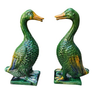 Vintage Majolica Ducks, Pair For Sale
