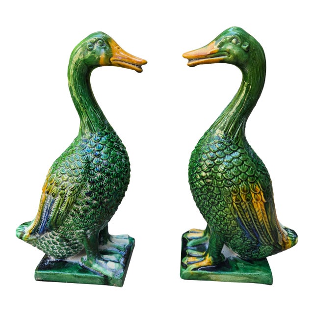Vintage Majolica Ducks, Pair For Sale