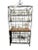 LARGE WROUGHT IRON WINE STORAGE RACK WITH WOOD SHELF AND GLASS HOLDER -Tall wrought iron wine storage rack with ornate...