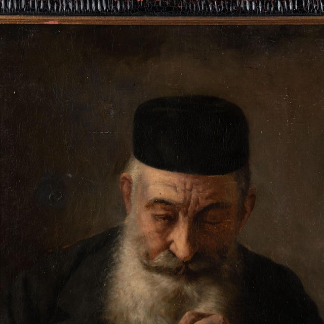 Traditional Late 19th Century Original Oil on Canvas Portrait of Old Man and Curiosities For Sale - Image 3 of 14