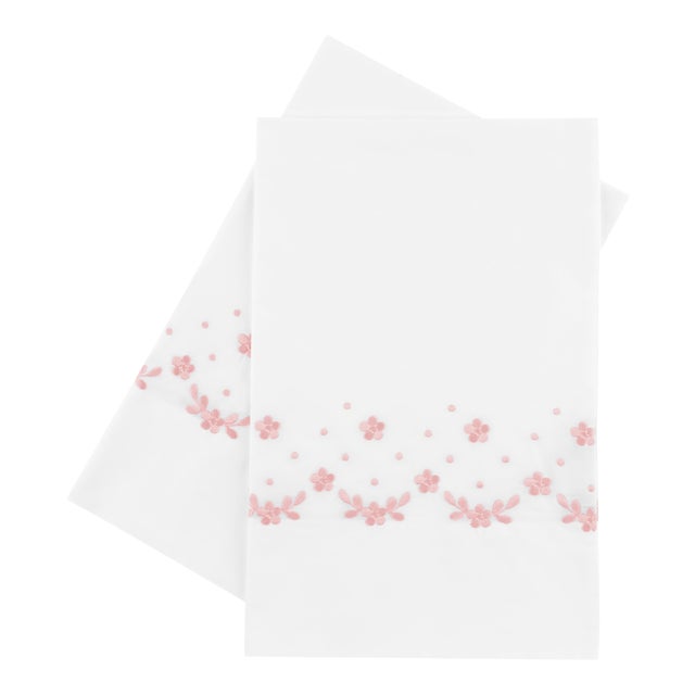 Meadow Standard Pillowcases in Pink - a Pair For Sale