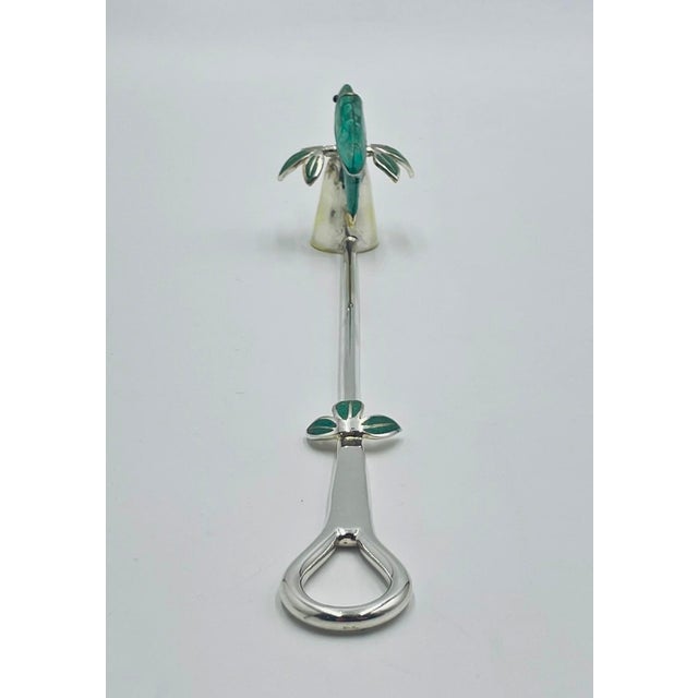 Emilia Castillo 1980s Emilia Castillo Parrot Candle Snuffer With Malachite Inlay, Taxco Mexican Modern For Sale - Image 4 of 17