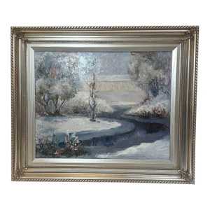 Mid Century Winter Landscape by Texas Artist j.w. Thrasher, Framed