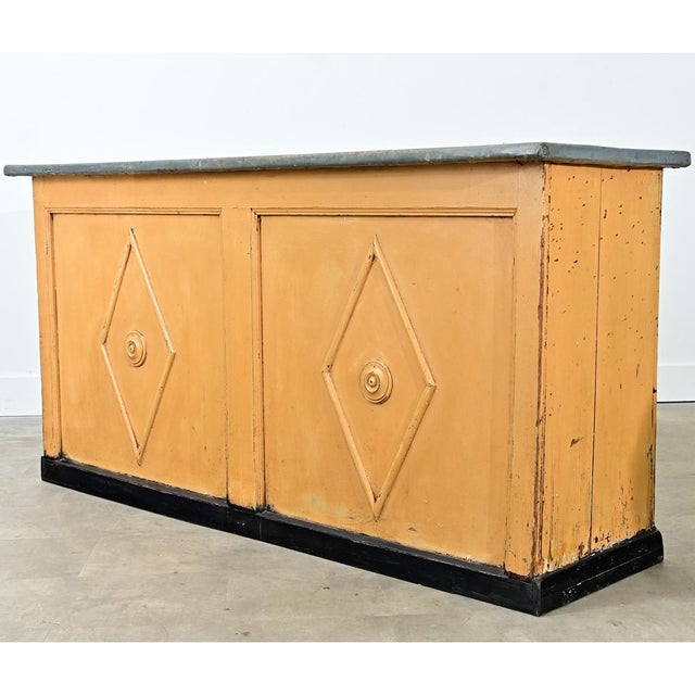 Gray French Shop Counter or Bar with Zinc Top For Sale - Image 8 of 18