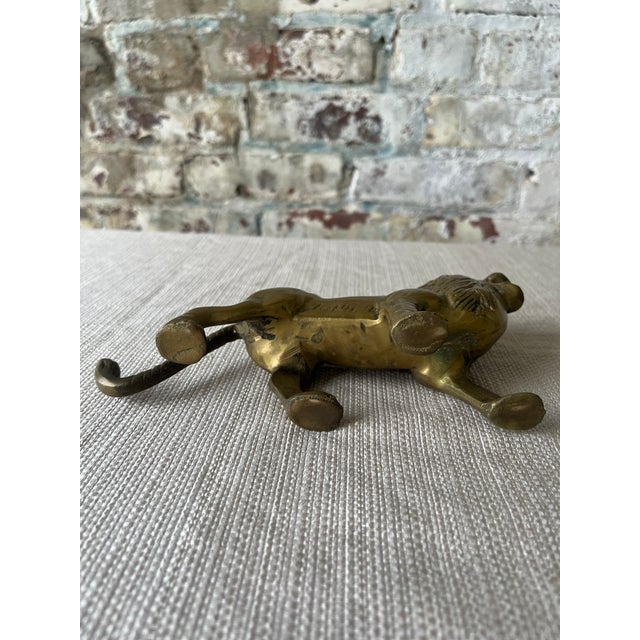 Vintage Solid Brass Lion Figurine | Regal Mid-Century Decorative Accent For Sale In New York - Image 6 of 6