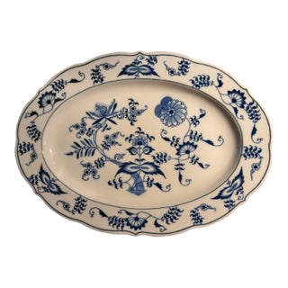 Vintage Blue Danube Blue Onion 14" Oval Serving Platter Tray For Sale
