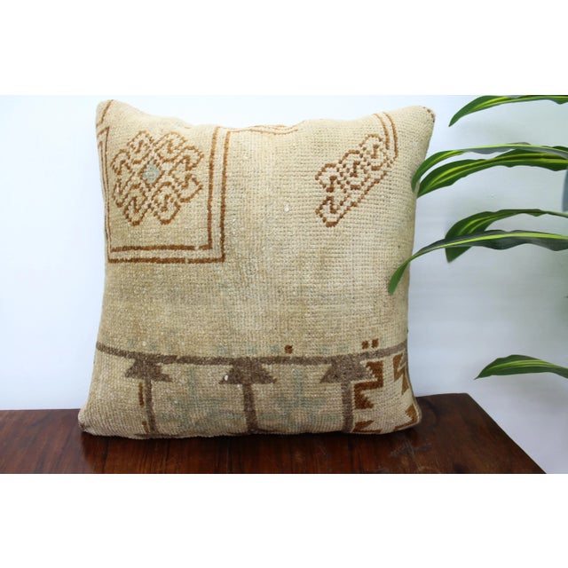 1960s Turkish Vintage Rug Decorative Pillow Cover - 18.5"x18.5" For Sale - Image 5 of 11