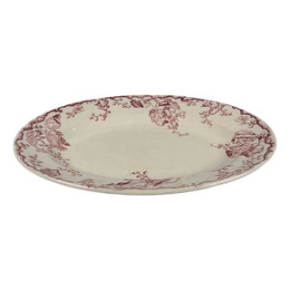 Oval Pink Earthenware Fontainebleau Serving Platter from KG Lunéville, 19th Century For Sale