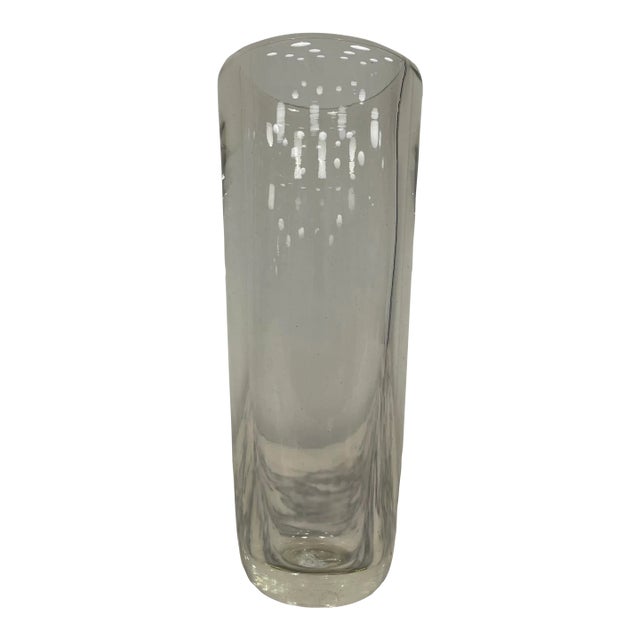 1980s Slightly Yellow Hued Blown Glass Vase For Sale