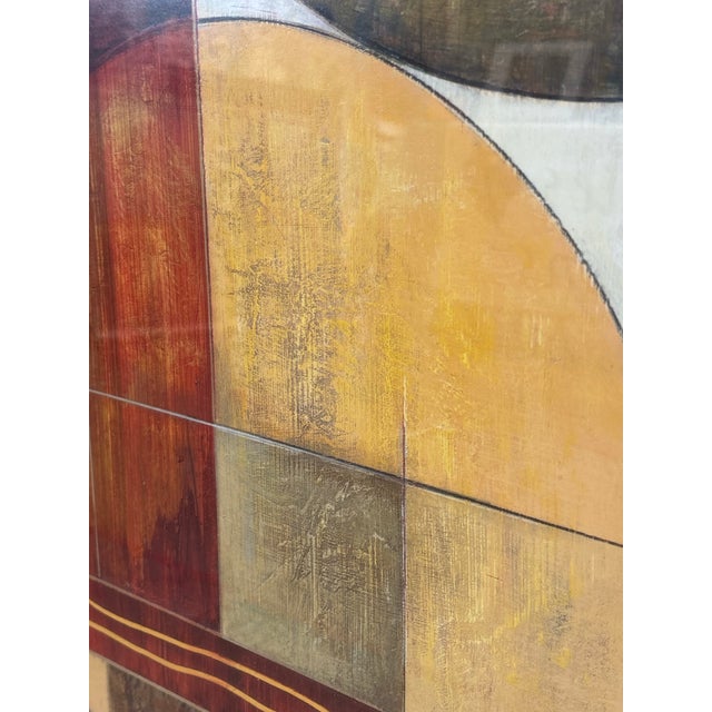 Mid-Century Modern Mid 20th Century Modernist Multicolor Geometric Framed Print, Signed For Sale - Image 3 of 12