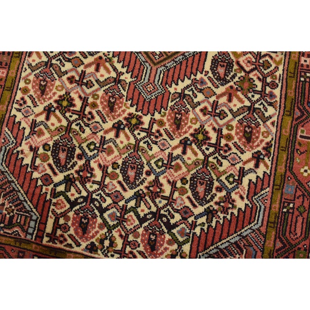 Hamedan Rug 2’8” X 4’1” Ivory Wool Vintage Tribal Hand-Knotted Carpet For Sale - Image 4 of 10