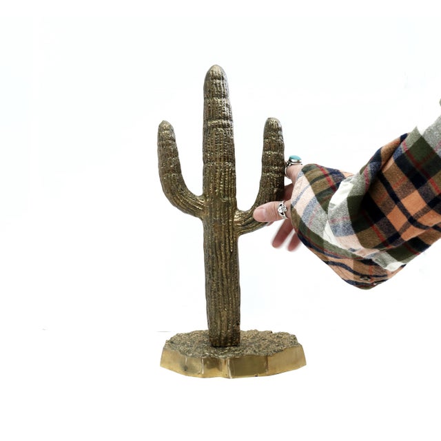 Large Vintage Brass Saguaro Cactus Figurine. This listing is for a large vintage brass cactus statue. Place this fabulous...