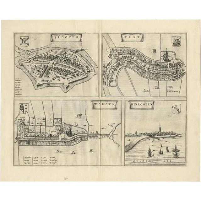 Map of Sloten, Ijlst, Workum & Hindeloopen by Blaeu, 1652 For Sale