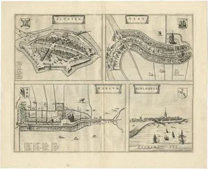 Map of Sloten, Ijlst, Workum & Hindeloopen by Blaeu, 1652