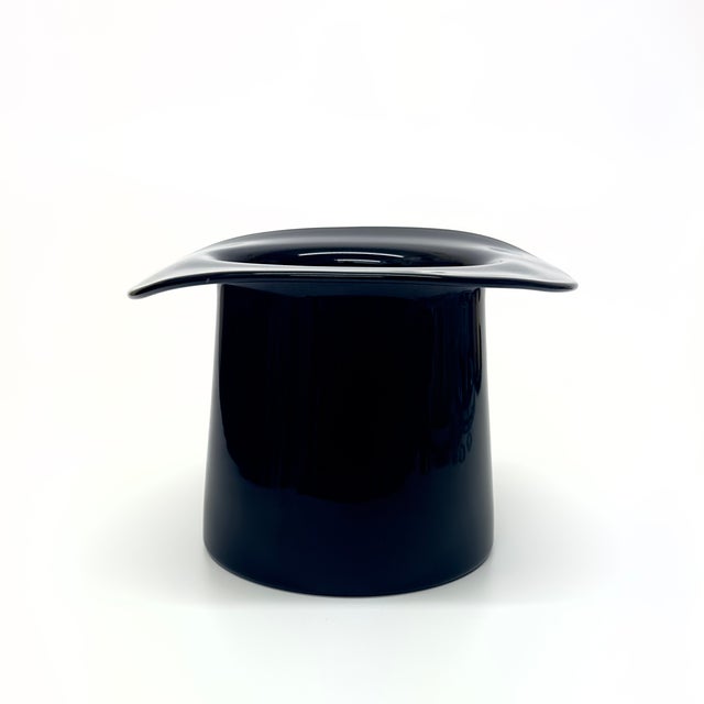 1970s MuranoStyle Black Glass Top HatShaped Ice Bucket Chairish
