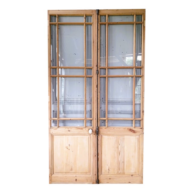 Double-Leaf Glass Doors, Set of 2 For Sale