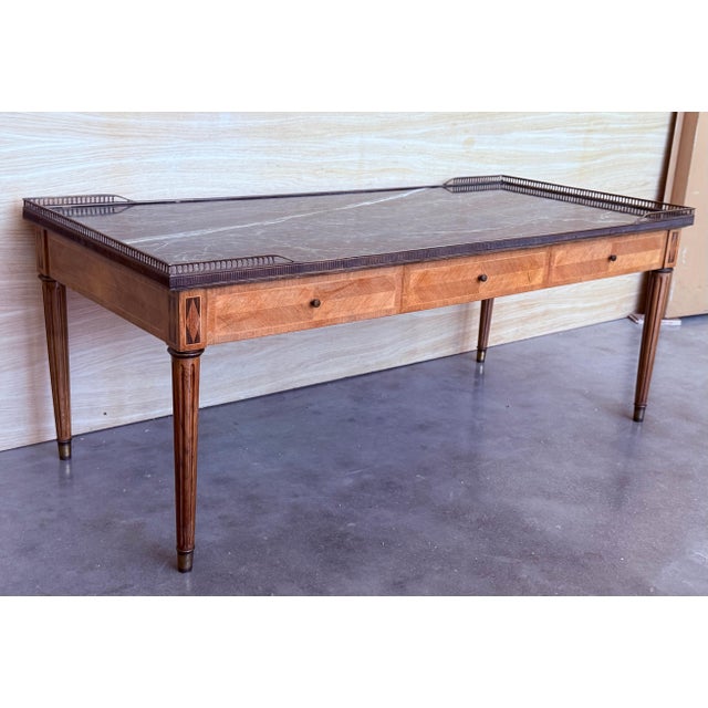 Early 20th Century Early 20th Rectangular Bouillotte Table with Fluted Legs and Drawers For Sale - Image 5 of 18