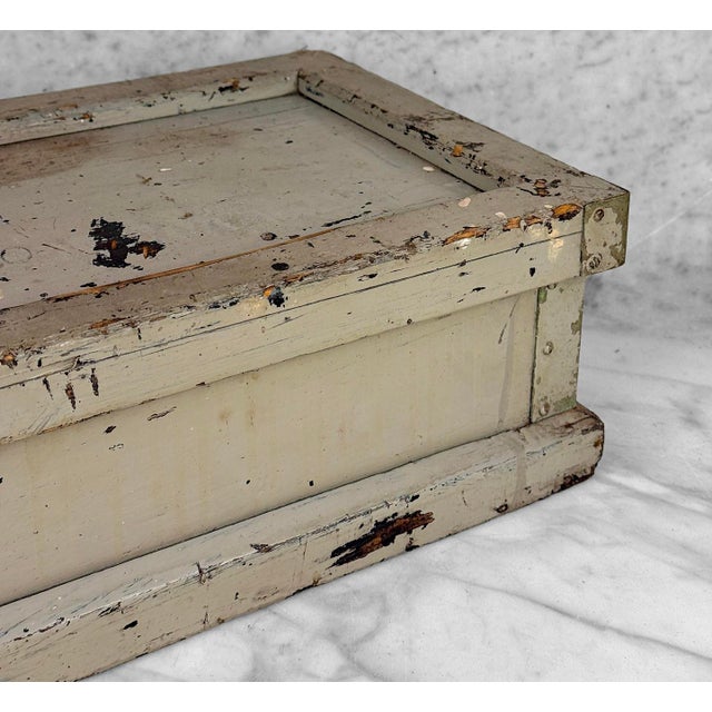 Antique Primtive Painted Wood Tool Box Chest For Sale - Image 10 of 13