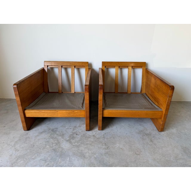 1970s Mid-Century Modern Milo Baughman - Style Architectural Cube Lounge Chairs – Pair For Sale - Image 11 of 17