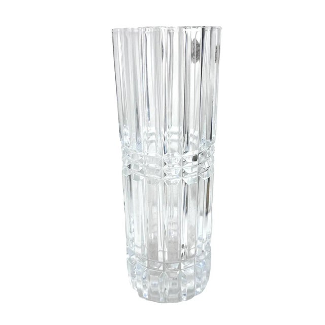 1970s French Cristal D’Arques Lead Crystal Fluted Vase For Sale - Image 6 of 6
