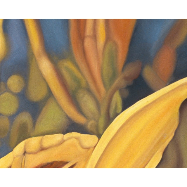 2000s "Daylilies" Large Gallery Wrapped Oil Painting by Judith Moore For Sale - Image 4 of 9