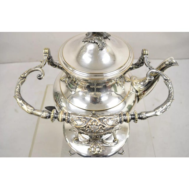 Mid 20th Century Antique Art Nouveau English Silver Plated Tilting Tea Kettle on Stand For Sale - Image 5 of 11