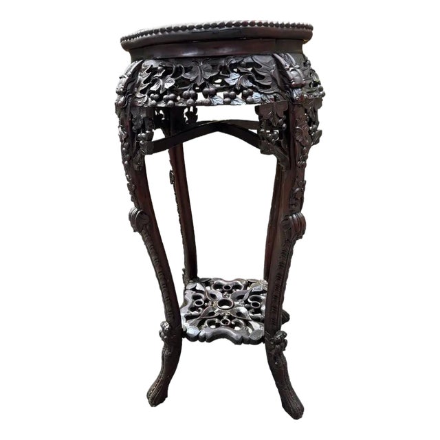 Chinoiserie Stately Rosewood Plant Stand For Sale